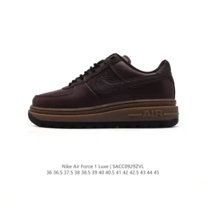 Nike Air Force 1 Luxe Low Top Leather Sneakers with Gold Stitching