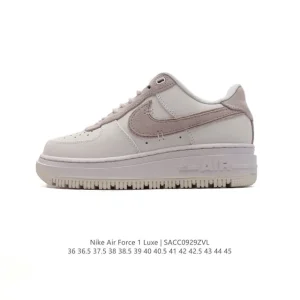 Nike Air Force 1 Low Luxe Leather Sneakers with Gold Stitching