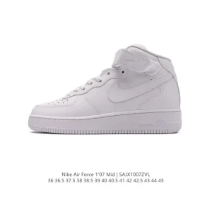 Nike Air Force 7 Mid CW2288 Leather Sneakers with Velcro Strap and Solo Air Cushioning