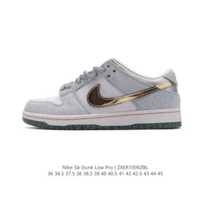 Nike SB Dunk Low Pro DM0807-300 Vintage Leather Skateboard Shoes for Men and Women