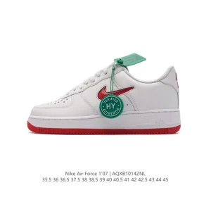 Nike Air Force 1 Low 07 White Leather Sneakers with Gum Sole