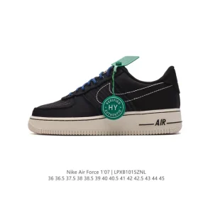 Nike Air Force 1 Low 07 White Leather Sneakers with Honeycomb Air Cushion