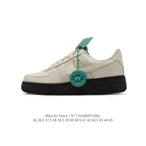 Nike Air Force 1 07 Low White Leather Sneakers with Air Cushion