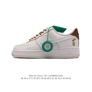 Nike Air Force 1 '07 Low White Leather Casual Sneakers with Air Cushion