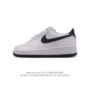 Nike Air Force 1 Low 07 White Leather Sneakers with Air Cushion Sole