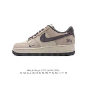 Nike Air Force 1 07 Low White Leather Sneakers with Air Cushion Sole