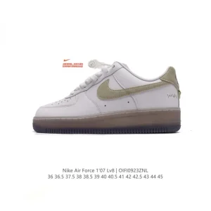 Nike Air Force 1 07 Low White Leather Sneakers with Air Cushion Sole