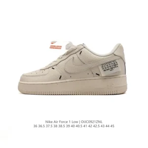 Nike Air Force 1 07 Low White Leather Sneakers with Air Cushion Sole