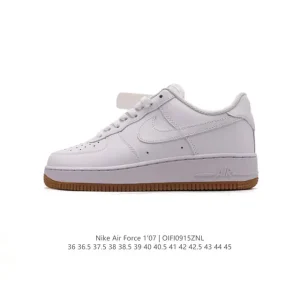 Nike Air Force 1 Low 07 White Leather Sneakers with Air Cushion Sole