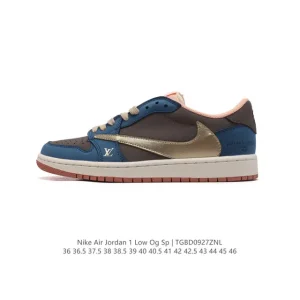 Jordan Air 1 Low Military Blue Reverse Swoosh Leather Basketball Shoes
