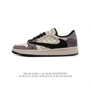 Jordan AJ1 Low Military Blue Reverse Swoosh Leather Sneakers