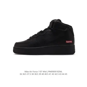 Nike Air Force 1 Mid White Velcro Sneakers with Air Cushion Sole