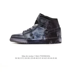 Nike Air Jordan 1 Mid Black Myth Wukong Basketball Shoes for Men and Women