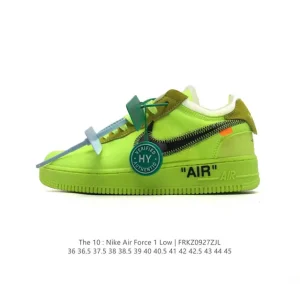 Nike Off White Air Force 1 OW Collaboration Sneaker with Thick Sole and Cleaning Brush