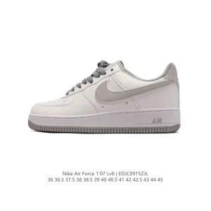 Nike Air Force 1 07 Low White Leather Sneakers with Air Cushion Sole