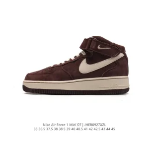 Nike Air Force 1 Mid 07 Magic Strap White Leather Casual Sneakers
