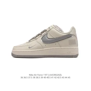 Nike Air Force 1 Low 07 White Leather Sneakers with Air Cushion Sole