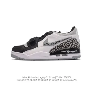 Jordan Legacy 312 Low Men's Basketball Shoes Black White Leather