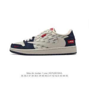 Jordan AJ1 Low Military Blue Levi's Collaboration Reverse Swoosh Sneaker