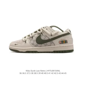 Nike Dunk Low Retro Gucci Collab Leather Sneakers Vintage Basketball Skateboarding Shoes