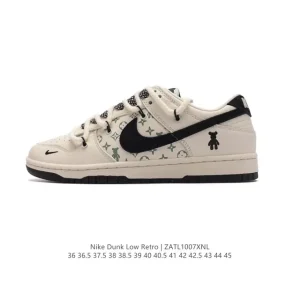 Nike Dunk Low Retro Vintage Basketball Sneakers with Leather and Canvas Upper