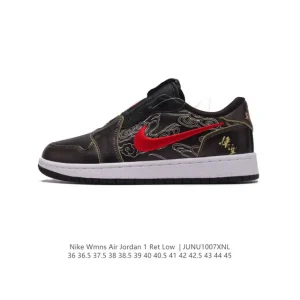 Jordan AJ1 Low Slip Black Toe Embroidery Slip-On Basketball Shoes