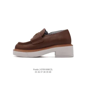 Prada Chunky Leather Boots for Women - Classic British Style Platform Ankle Boots