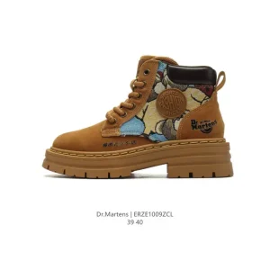 Dr Martens Men's Classic Platform Leather Boots with Thick Sole