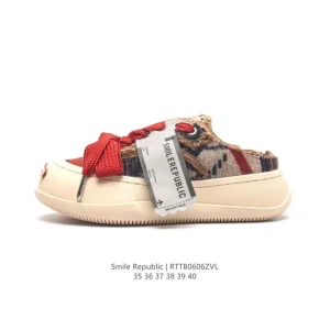 Smilerepublic Chunky Sole Smiling Canvas Shoes with Wool Tassel Detail