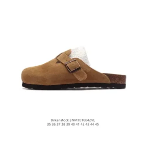 Birkenstock Boston VL Suede Fur Lined Clog with Cork Footbed