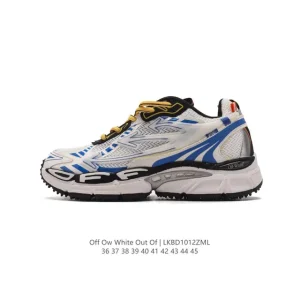 Off-White Industrial White Thick Sole Sneakers with Double Lacing and Exposed Stitching