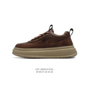 Cat Men's Breathable White Sneakers Thick Sole Casual Outdoor Hiking Shoes
