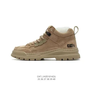 Cat Women's Breathable Leather Hiking Shoes with Thick Sole