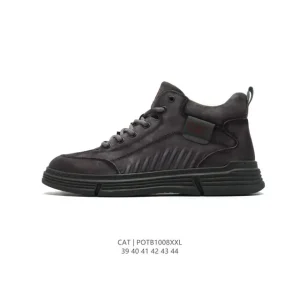 Cat Men's Leather Low Top Sneakers Breathable Comfort Shoes