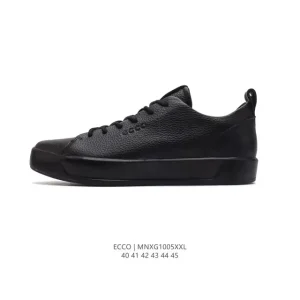 ECCO Men's White Leather Casual Sneakers with Thick Sole