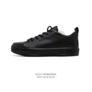 ECCO Men's White Leather Casual Sneakers with Thick Sole