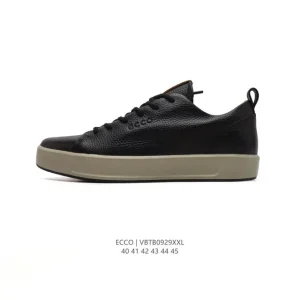 ECCO Men's White Leather Sneakers with Thick Sole