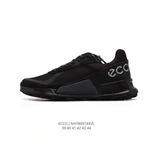 ECCO Men's White Leather Casual Sneakers with Thick Sole