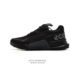 ECCO Men's White Leather Casual Sneakers with Thick Sole