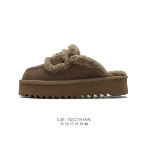 UGG Women's Wool-Lined Slippers with Waterproof Leather and Anti-Slip Sole