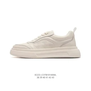 ECCO Men's Casual Leather Sneakers with Thick Sole