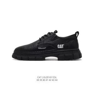 CAT Men's Breathable Leather Work Boots with Thick Sole