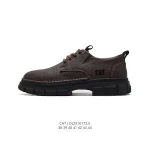 CAT Men's Breathable Business Leather Shoes with Thick Sole