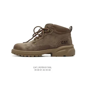 CAT Men's Breathable Leather Ankle Boots with Thick Sole