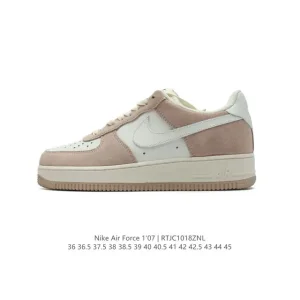 Nike Air Force 1 07 Low White Leather Sneakers with Air Cushion Sole