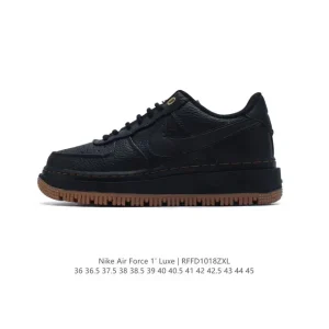 Nike Air Force 1 Low Luxe Leather Sneakers with Gold Stitching
