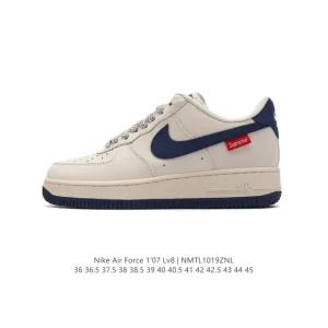 Nike Air Force 1 07 Low White Leather Sneakers with Air Cushion Sole