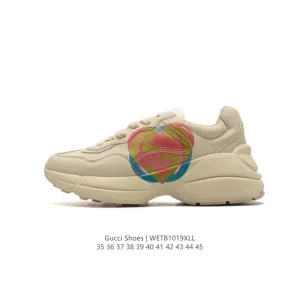 Gucci Rhyton Leather White Vintage Dad Shoe for Men and Women
