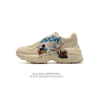 Gucci Rhyton Classic Luxury Leather Sneaker with Thick Sole