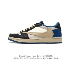 Jordan AJ1 Low Military Blue Reverse Swoosh Retro Basketball Shoe